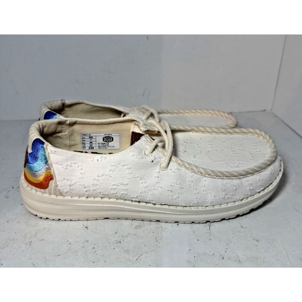 Hey Dude Wendy Lee Shoes Womens Sz 9 Off White Floral Lee jeans Collab
